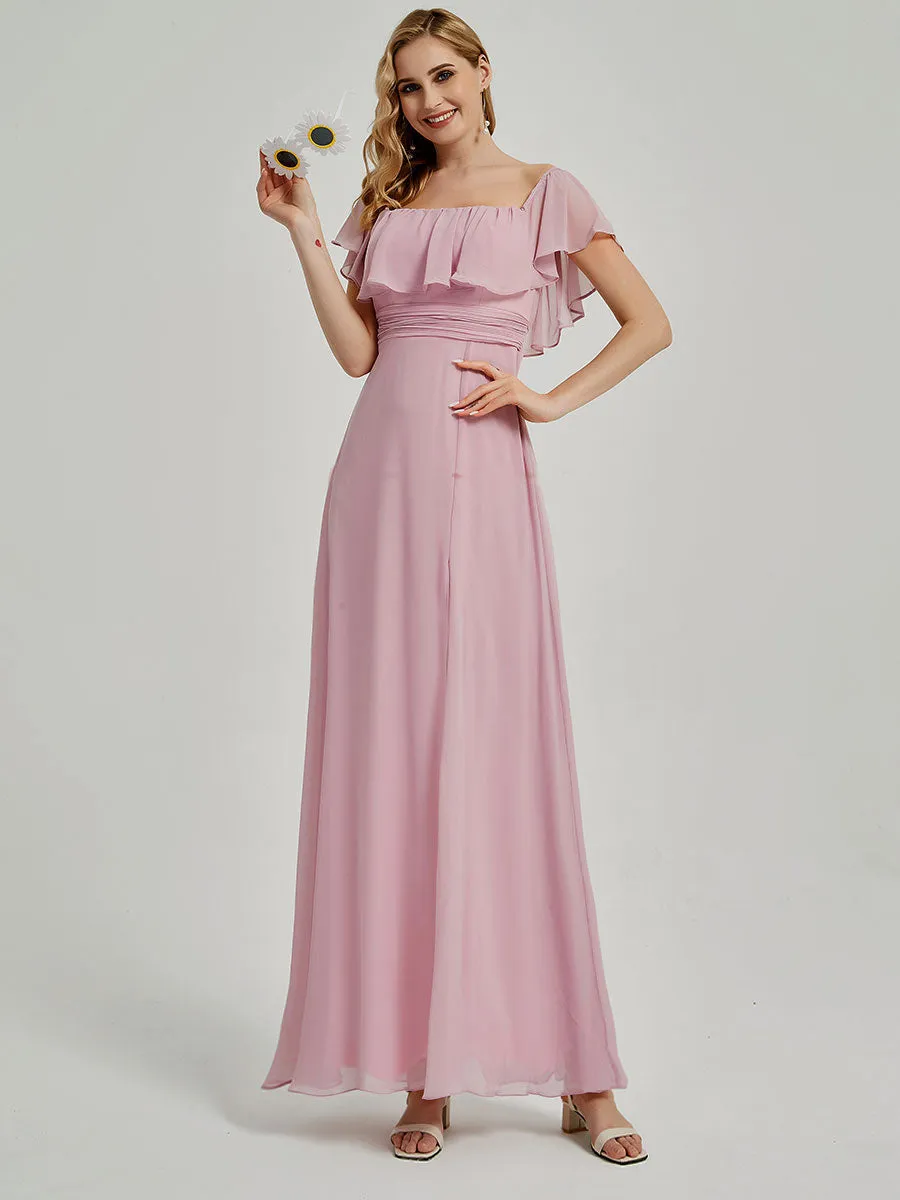 Cornflower Blue Convertible Chiffon Bridesmaid Maxi Dress with Slit