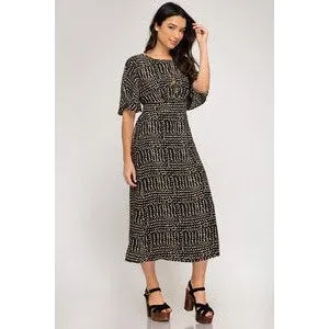 Dress With Spot Pattern-Black