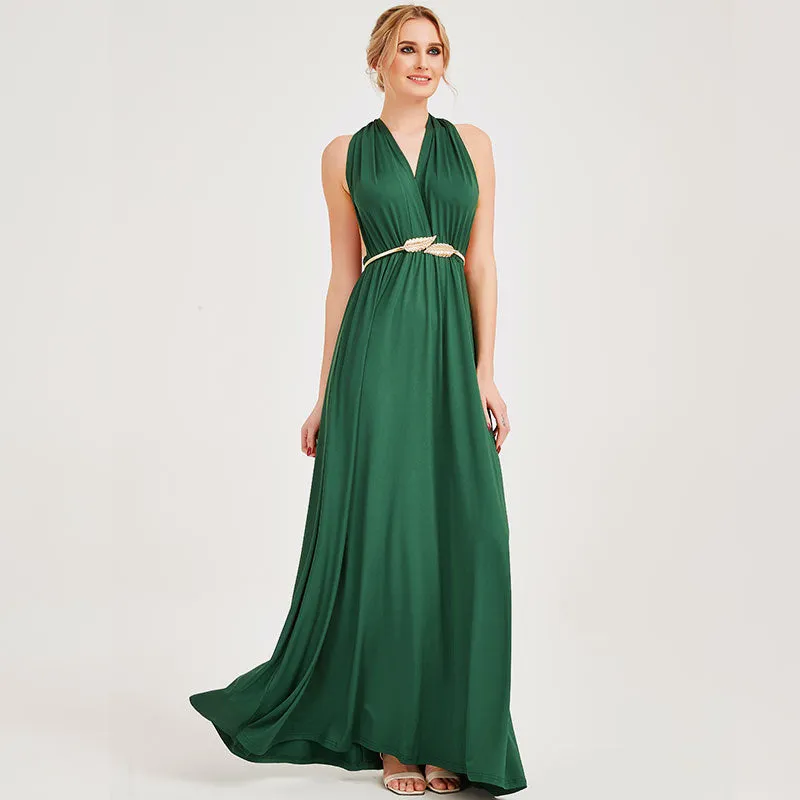 [Final Sale] Emerald Green Infinity Wrap Maxi Bridesmaid Dress