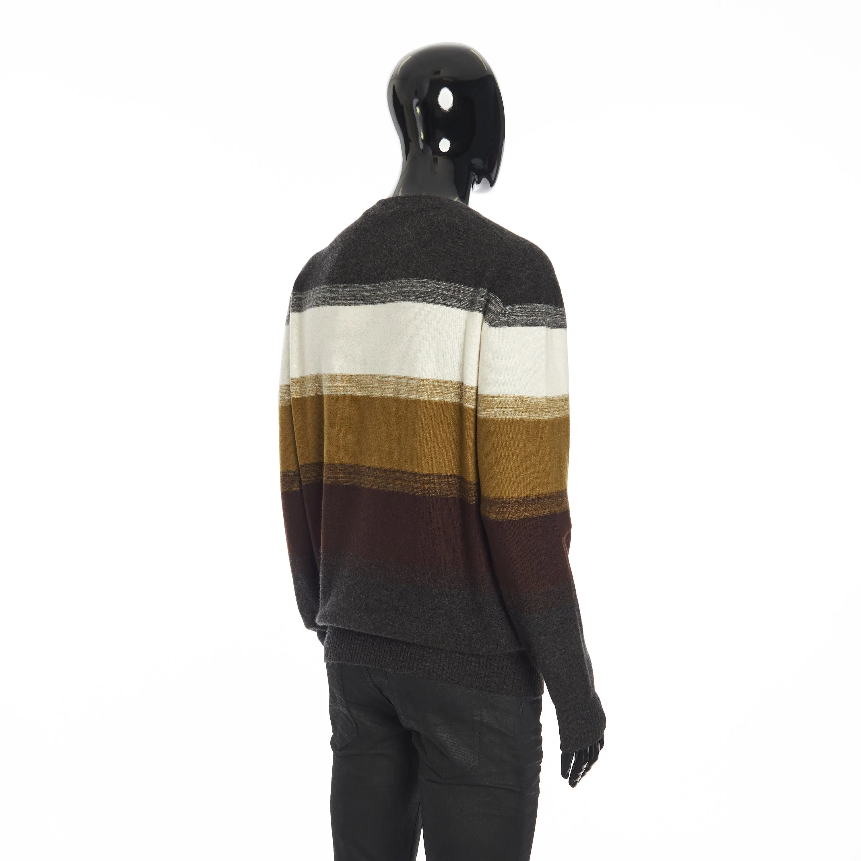 Glenshell Crew Neck Sweater In White/Acorn Melange Silk & Cashmere
