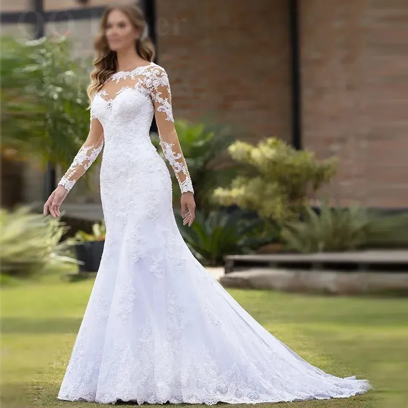 Mermaid Wedding Dresses Lace Appliques Robe De Mariée Wedding Bride Gowns