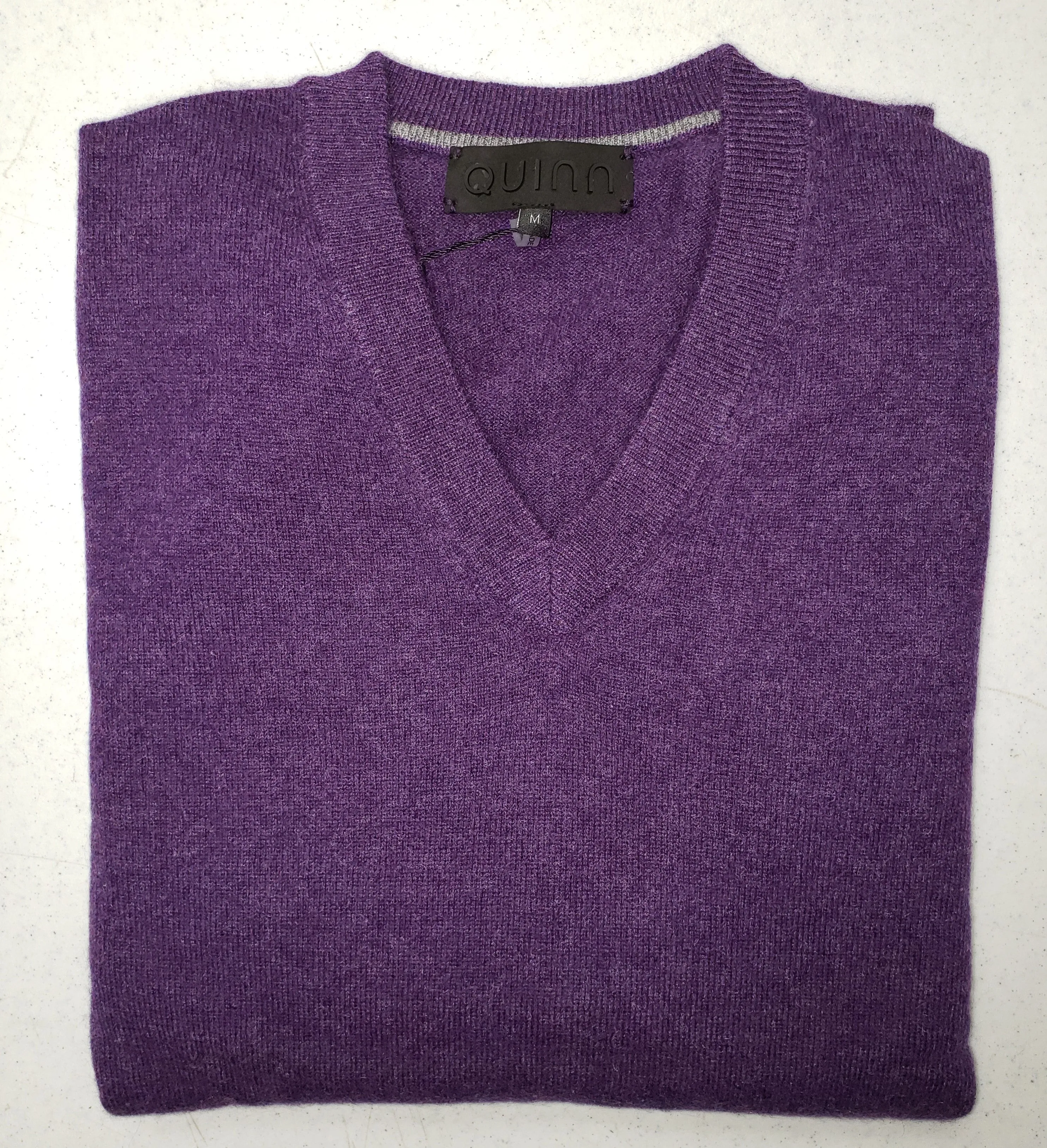Quinn - Men's Luxurious 100% 2-ply Cashmere "V-Neck"- Navy